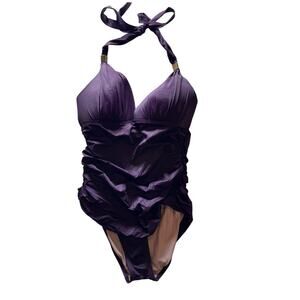 Victoria Secret The Forever One Piece Plum Halter Sexy Swimsuit Slimming Large